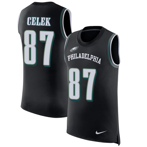 Nike Eagles #87 Brent Celek Black Alternate Men's Stitched NFL Limited Rush Tank Top Jersey